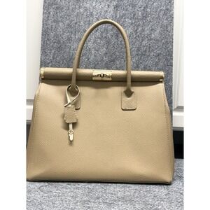 Italian Genuine Leather Tan Lock And Key Bag